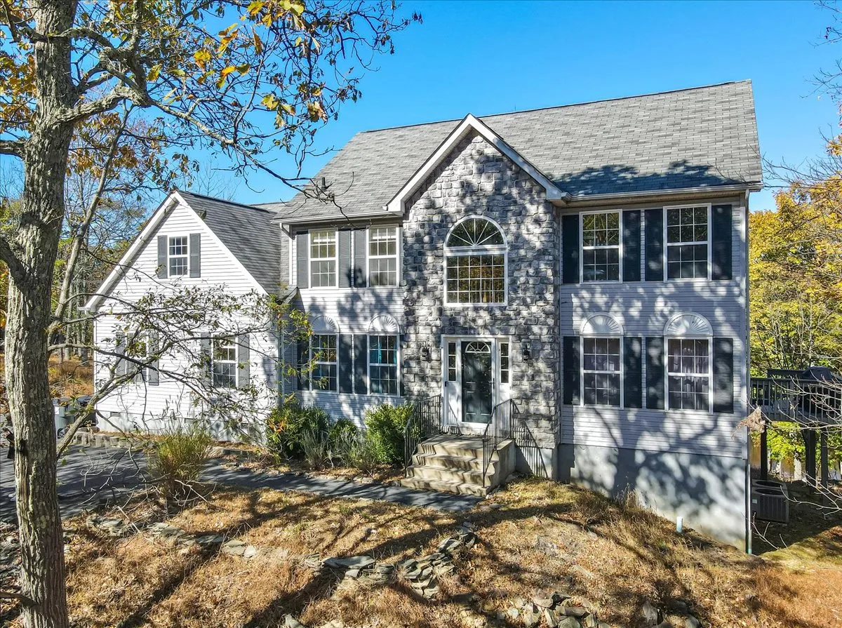 Front of the modern lake house