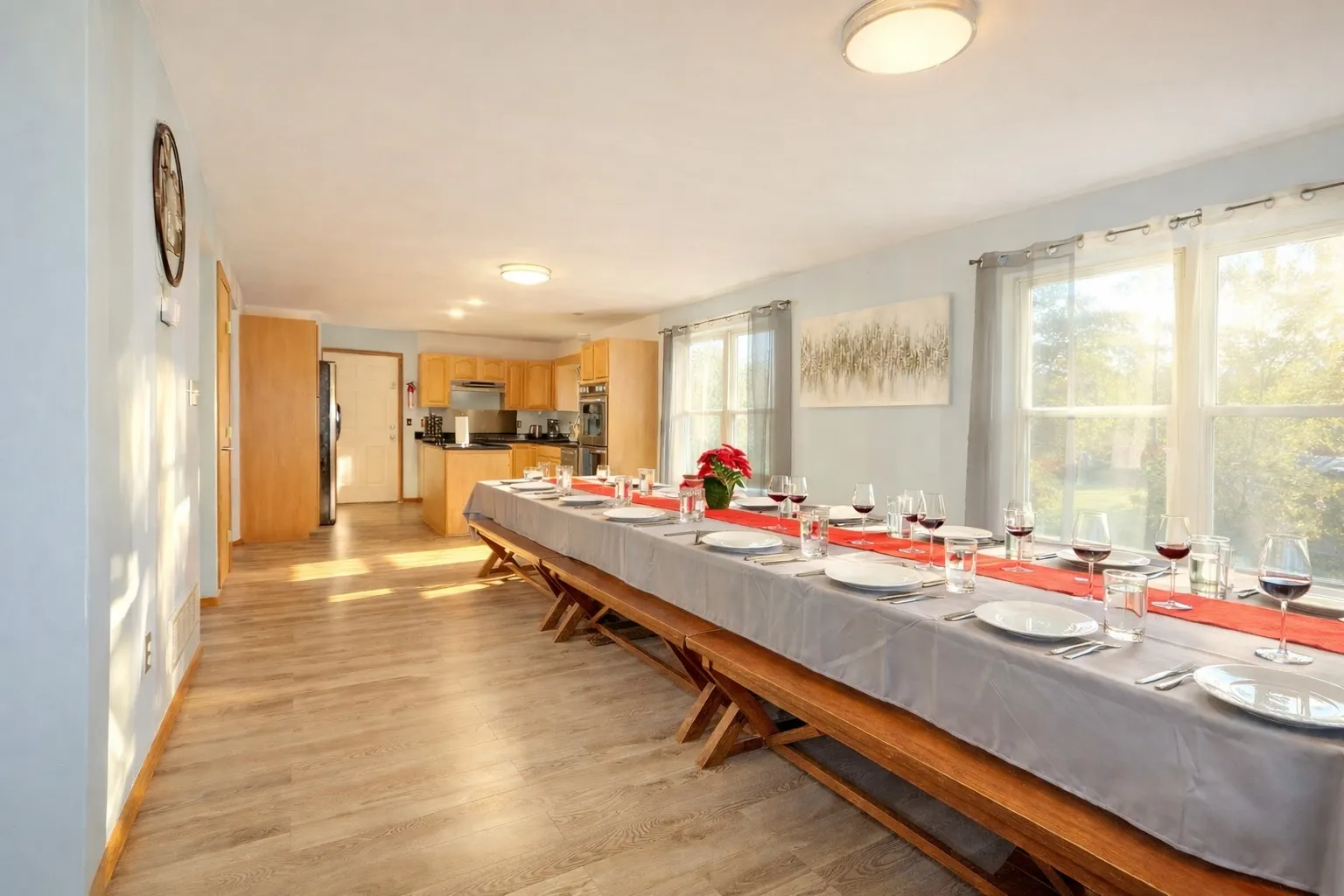 Dining area with table set